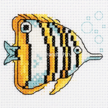 Набор для вышивания "Рыба-бабочка" 10х8,5см (канва, нитки, игла, схема) 8-459