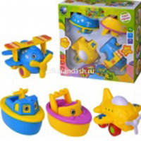 Набор "Веселые друзья" 27х25х7см инерционный, пластик (2 корабля, 2 вертолета) 1042783R/5106 от магазина "Карандаш"