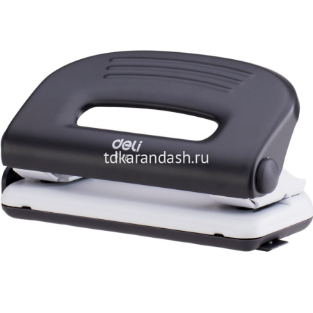 Дырокол "Pro" 10л 2-отв, d-6мм, с линейкой, металл, черный/белый E0118 от магазина "Карандаш"
