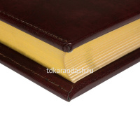 Ежедневник полудатированный А5+ "Windsor" 416стр., коричневый, золотой срез, натурал.кожа, на кнопке от магазина "Карандаш"