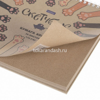 Скетчбук А5 20х20см 30л 170г/м2 "На мягких лапках" евроспираль, крафт, жесткая подложка 072408 от магазина "Карандаш"