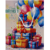 Пакет подарочный "С Днем Рождения" 40х31х12см 4 вида Y10559-24 от магазина "Карандаш"