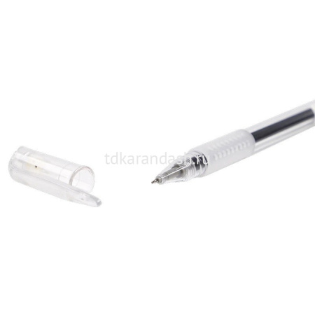 Ручка гелевая "Deli" 0,5мм черная, резиновый грип, круглый прозрачный корпус S108 от магазина "Карандаш"