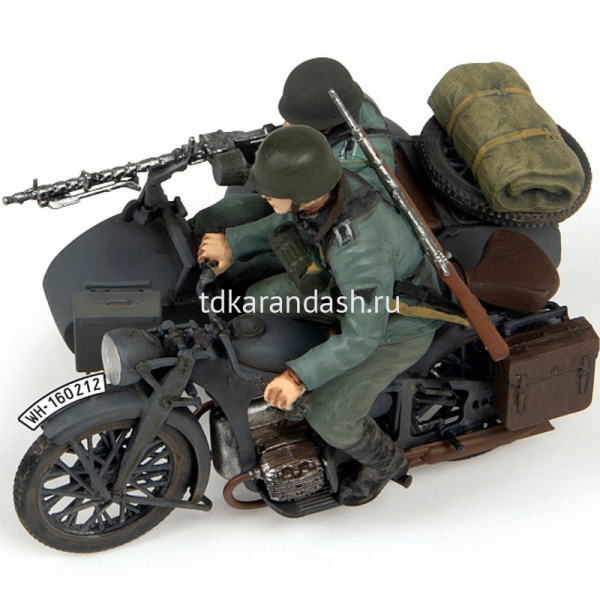 Модель "Немецкий мотоцикл Zundapp K800 с коляской и экипажем" 6,2см 108 деталей 1/35 3717 от магазина "Карандаш"