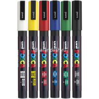 Набор маркеров перманентных "POSCA. PC-3M" 6шт, пулевидный наконечник, толщина линии 1,3мм от магазина "Карандаш"