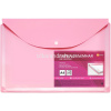 Папка-конверт на кнопке А4 пвх, горизонтальная, с расширением 2,5см, светло-розовая 2980-121