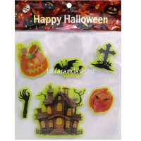 Наклейки витражные "Хэллоуин" 19х19см 6шт. размер 5-8см, 6 видов Y9898-24 от магазина "Карандаш"