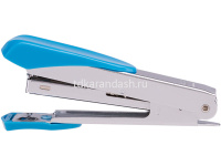 Степлер №10 12л глубина 50мм, со встроенным антистеплером, металл/пластик голубой E0260 от магазина "Карандаш"
