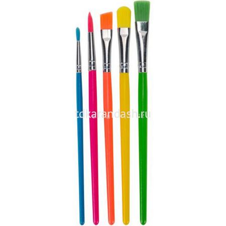 Набор кистей синтетика 5шт. (плоская 2шт., круглая 2шт., овальная 1шт.) 2171291479 от магазина "Карандаш"