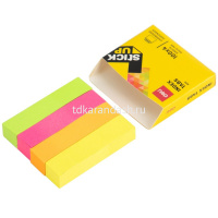 Клейкая закладка бумажная 12х50мм 4 цвета по 100л неон EA11102 от магазина "Карандаш"