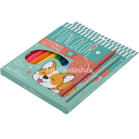 Фломастеры 12 цветов "Funcolor" с вентилируемым колпачком картон 32-0067 от магазина "Карандаш"