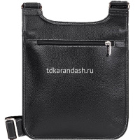 Сумка 220х300х40мм 1 отделение, 2 кармана, черная, натуральная кожа S.15/2.CD. от магазина "Карандаш"