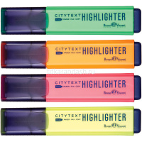 Набор маркеров текстовыделителей "CityText" 4шт, клиновидный наконечник,толщина линии 1-5 мм 22-0040 от магазина "Карандаш"