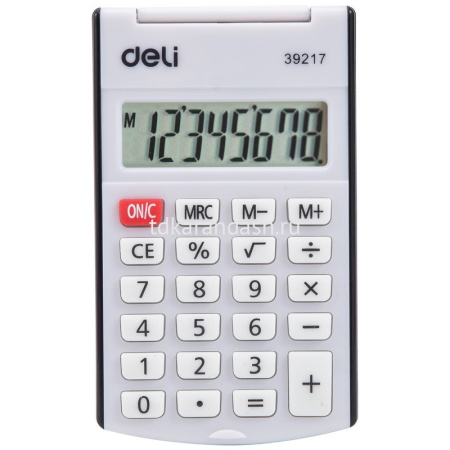 Калькулятор 8 разрядов 105х63х15мм с крышкой, белый/черный E39217