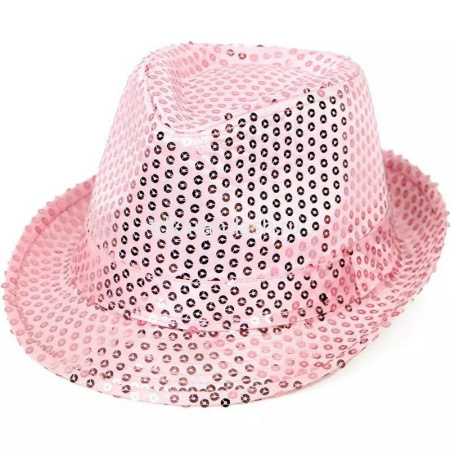 Шляпа блестящая с пайетками, мигающая, розовая Y1813-14