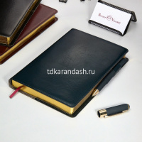 Ежедневник полудатированный А5 "Profi" 416стр., синий, золотой срез, искусственная кожа 3-073/01 от магазина "Карандаш"