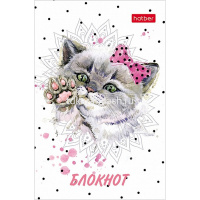 Блокнот А7 48л "Модные мордочки" клетка, склейка, 3-х цветный блок, 5 дизайнов 050051 от магазина "Карандаш"