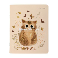 Тетрадь А5 40л клетка "Love me. Friends" на скобе матовая ламинация Soft Touch, фольга 7-48-1394 от магазина "Карандаш"