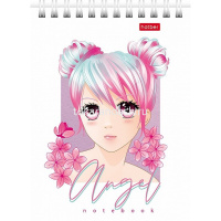 Блокнот А6 40л "Ангелы аниме" клетка, на спирали УФ-лак 6 дизайнов 080469 от магазина "Карандаш"