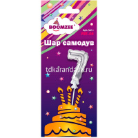 Шар воздушный 14см Цифра "7" самонадувающийся с держателем, фольга, серебро FBZ-04 от магазина "Карандаш"