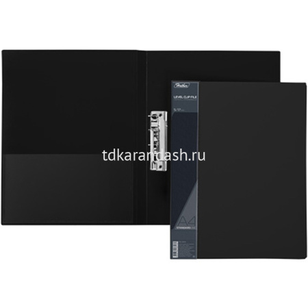 Папка с боковым прижимом "Standard" А4 пластик 0,70мм с внутренним карманом черная AC4_00101/038390