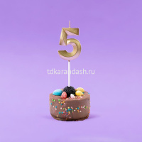 Свеча д/торта "Цифра 5" золото 5см BCD-11 от магазина "Карандаш"