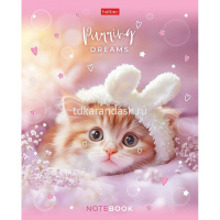 Тетрадь А5 48л клетка "Нежные мечты" на скобе, пластиковая обложка 300мкм с печатью 5 дизайнов от магазина "Карандаш"