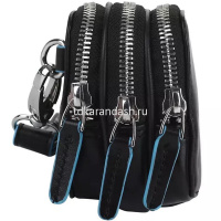 Клатч мужской "Blue Square" 19.5x10x6,5см 3 отделения, натуральная кожа, черный AC2141B2/N от магазина "Карандаш"