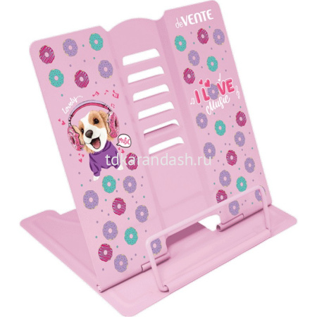 Подставка для книг металлическая "Music Dog" 15,4х15,2см розовая, в пакете 8063212
