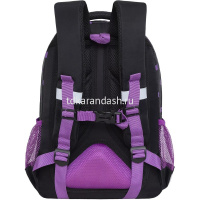 Рюкзак 27х40х20см, 812гр, 2 отделения, 3 кармана, с брелком, черный/лаванда RG-360-5/3 от магазина "Карандаш"