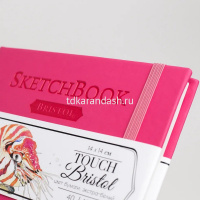 Скетчбук 14х14см 40л 180г/м2 "Bristol Touch" на резинке, твердая обложка, малиновый 401238 от магазина "Карандаш"