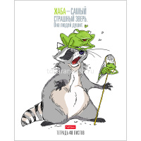 Тетрадь А5 48л клетка "Прикольный Енот" на скобе 5 дизайнов 48Т5В1/054389 от магазина "Карандаш"