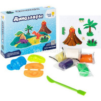 Набор д/лепки из теста 5 цветов 50гр. "Динозавры" (3 формочки, вкладыш, стек) TA2038 от магазина "Карандаш"