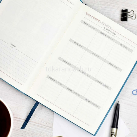 Ежедневник недатированный А6+ "Escalada" 320стр., морская волна, искусственная кожа софт-тач 64029 от магазина "Карандаш"