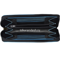 Кошелек "Blue Square" 18х9,5х2,5см 3 отделения, черный, натуральная кожа PD3229B2/N от магазина "Карандаш"