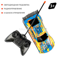 Машина р/у "Гонка" 27х13,5х12см, пластик, LED-подсветка, желтая ВВ6167 от магазина "Карандаш"