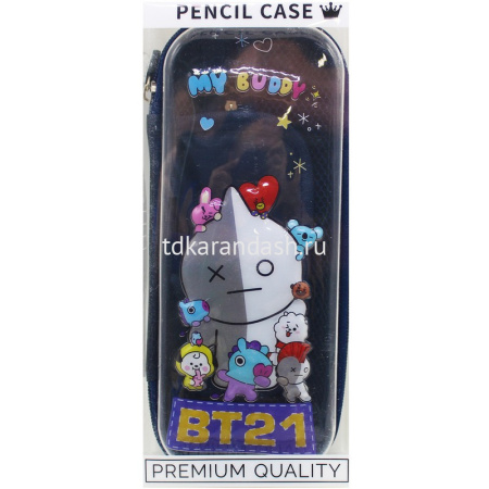 Пенал "BT21. My Buddy" 22,5х10х5см прямоугольный, 1 отделение, пластик, темно-синий DB23231 от магазина "Карандаш"