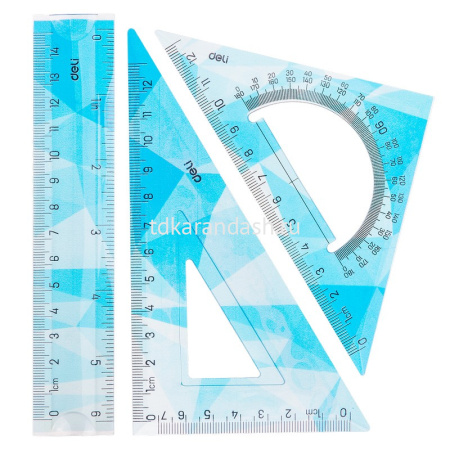 Набор 3 предмета гибкий (линейка 15см, треугольник, треугольник/транспортир) пластик, 3 вида EH649 от магазина "Карандаш"