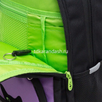 Рюкзак 30х39х20см, 728гр, 3 отделения, 4 кармана, с брелком, черный/лаванда RG-362-4/2 от магазина "Карандаш"