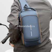 Сумка через плечо 31х16х9см 1 отделение, 3 кармана, кодовый замок, USB разъем, синяя SD342 от магазина "Карандаш"