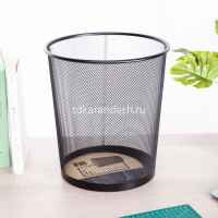 Корзина д/бумаг 12л круглая сетчатая, металл, черная E9190 от магазина "Карандаш"