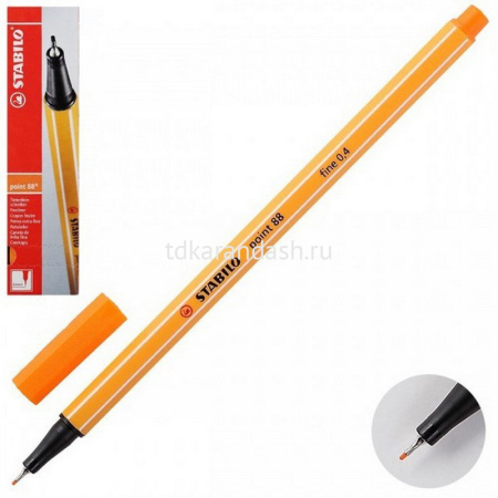 Ручка капиллярная "Stabilo point" 0,4мм бледная киноварь 88/30