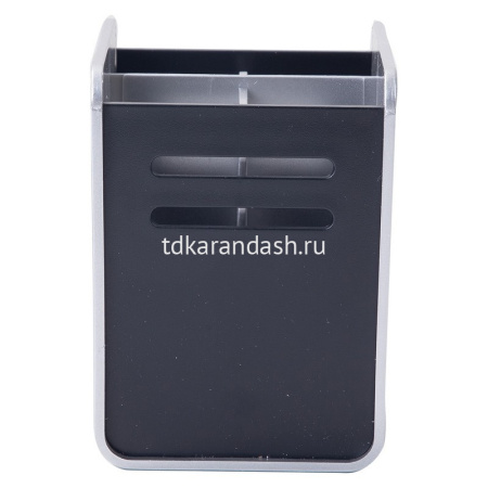 Подставка д/канц.принадлежностей 9х8х11см 4 отделения, пластик, черно-серая E9137 от магазина "Карандаш"