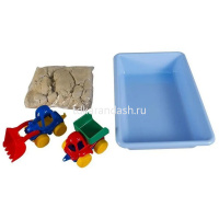 Набор "Умный песок. Большая стройка" 1кг (песочница, 2 машинки: грузовик и экскаватор) SSN101 от магазина "Карандаш"