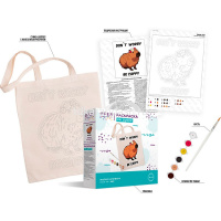 Раскраска на сумке "Милая капибара" (шоппер 35х40см, краски 5шт., кисть) RWCB-019 от магазина "Карандаш"