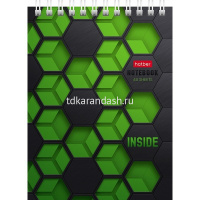 Блокнот А6 40л "Inside" клетка, на спирали УФ-лак 6 дизайнов 080475 от магазина "Карандаш"