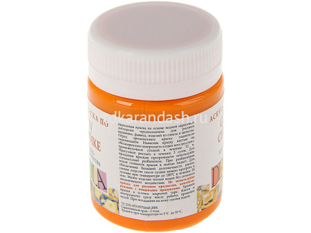 Краска акриловая по стеклу и керамике 50мл желтая темная 4028221 от магазина "Карандаш"