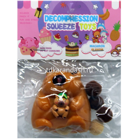 Игрушка-антистресс сквиш "Капибара" 5х5см с помпонами Y11026-24 от магазина "Карандаш"
