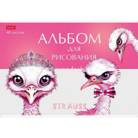 Альбом для рисования А4 48л "Модные страусы" на скобе, пластиковая обложка, 5 дизайнов 087326 от магазина "Карандаш"