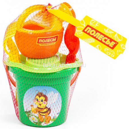 Набор д/песка №240 (ведро малое, ситечко-цветок, совок №2, грабельки №2, лейка малая №3) 4535 от магазина "Карандаш"